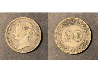 Straits Settlements Queen Victoria (1837-1901) 20 cents 1884, VF