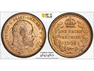 Storbritannien Edward VII (1901-1910) 1/3 farthing 1902, AU/UNC, PCGS MS63 RB