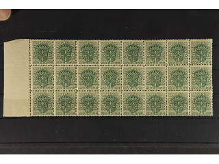 Sweden. Official Facit Tj30vm ★★ , 5 öre green inverted watermark crown in block of 24. …