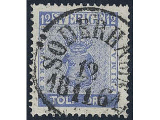 Sweden, Sverige, Sverige, Sverige. Facit 9h1 used, 12 öre bright ultramarine. Superb …