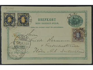 Sweden. Postal stationery, double postcard Facit bKd8 , Originating card 5 öre …