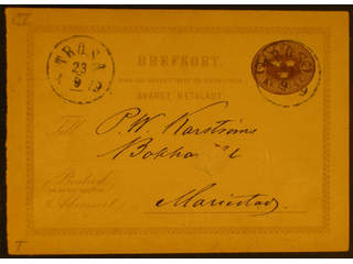 Sweden. Postal stationery, double postcard Facit bKd1CI , Originating card 6 öre sent …