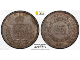Brazil Pedro II (1831-1889) 1000 reis 1857, XF-UNC, PCGS MS62