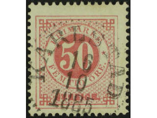 Sweden. Facit 36h used , 50 öre carmine-rose on calendered paper. EXCELLENT cancellation …