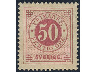 Sweden. Facit 36g ★, 50 öre carmine-red on soft paper. Superb. The gum somewhat aged. …
