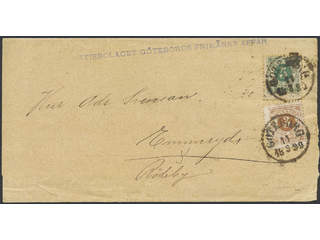 Sweden. Facit 41b, 43d cover, 3+5 öre on banner, sent for 5-fold newspaper printed …