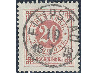Sweden. Facit 33a used , 20 öre carminish red - dull red. EXCELLENT cancellation …
