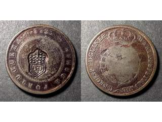 Angola 2 macutas ND(1809) kontramarkering på 1785 macuta, F något rengjord