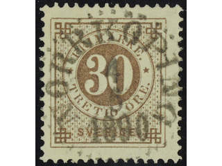 Sweden. Facit 47f used , 30 öre orange-brown. EXCELLENT cancellation NORRKÖPING 4.5.1890.