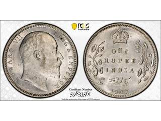 Indien Edward VII (1902-1910) 1 rupee 1907 C, AU/UNC, PCGS MS61