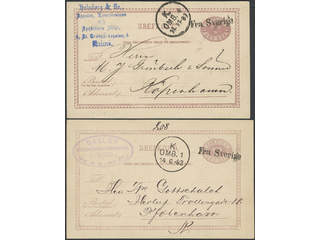 Sweden. Facit bKe6. DENMARK. Danish single line cancellation FRA SVERIGE without frame …