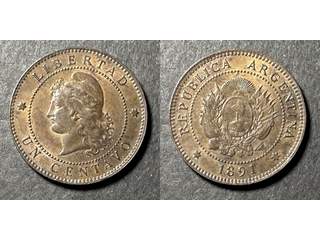 Argentina 1 centavo 1891, AU/UNC
