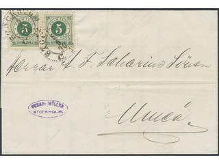 Sweden. Facit 43 cover , 2x5 öre (pair) on cover sent from STOCKHOLM 5.5.90 to Umeå.