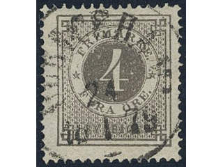 Sweden, Sverige, Sverige, Sverige. Facit 18a used, 4 öre dark grey. Superb cancellation …
