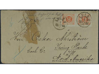Sweden. Facit 46 cover , 2x20 öre (pair) on 2-fold cover sent from LULEÅ 1.12.1886 to …