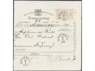 Sweden. Official Facit Tj21 , 30 öre, single usage, on beautiful money order sent from …