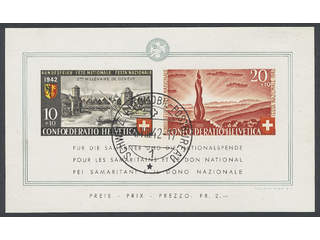 Switzerland. Michel 410–11 used , 1942 Pro Patria souvenir sheet 7. EUR 300