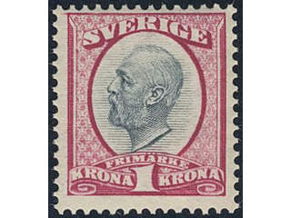 Sweden. Facit 60 ★★, 1900 Oscar II 1 Kr black/red. Very fine and fresh. SEK 4400
