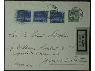 Sweden. Facit 231, 143C cover , 5+3x10 öre on air mail cover sent from PKP 83C tp Spain. …