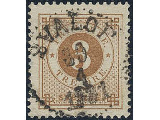 Sweden, Sverige, Sverige, Sverige. Facit 41a used, 3 öre yellowish brown. Superb …