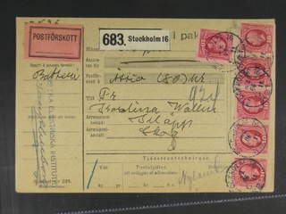Sweden. Facit 54 cover , 6x10 öre (single stamp + strip of five) on address card for …