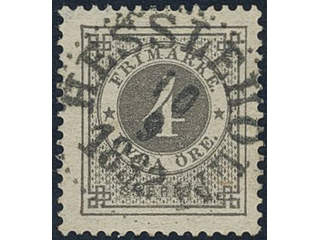 Sweden, Sverige, Sverige, Sverige. Facit 42b used, 4 öre grey. Superb cancellation …