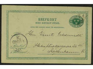 Sweden. Postal stationery, double postcard Facit bKd8 , Reply card 5+5 öre with …