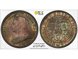Storbritannien Queen Victoria (1837-1901) 1 shilling 1897, UNC, PCGS MS65 tonad