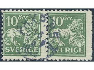 Sweden. Facit 144Ccbz used , 10 öre green type I perf 9¾ on four sides, wmk KPV. Pair …