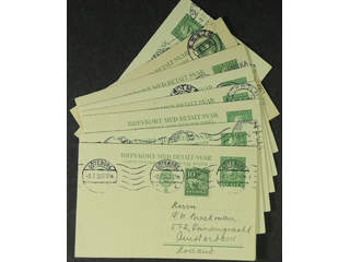 Sweden. Postal stationery, double postcard Facit bKd21 , Reply-paid postcard 10+10 öre …
