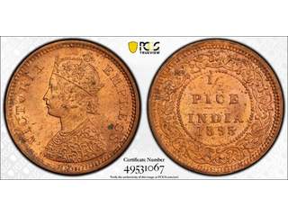 Indien Queen Victoria (1837-1901) 1/2 pice 1895, UNC, PCGS MS64RB