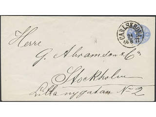 Sweden, Sverige, Sverige, Sverige. Postal stationery, Stamped envelope, Facit Fk1IIIf, …