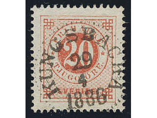 Sweden. Facit 33d used , 20 öre dull orange-red. EXCELLENT cancellation KUNGSBACKA …