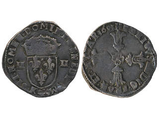 Coins, France. Henry IV, KM A29, ¼ ecu 1603. 9.55 g. K (Bordeaux) mint. Attractive …