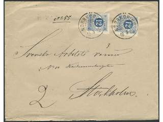 Sweden. Facit 32 cover , 2x12 öre on 2-fold cover cancelled with beehive pmk NORRKÖPING …