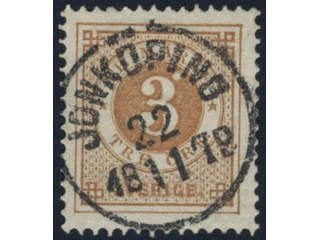 Sweden, Sverige, Sverige, Sverige. Facit 28e used, 3 öre orange-brown, clean distinct …