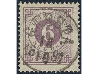 Sweden, Sverige, Sverige, Sverige. Facit 44b used, 6 öre red-lilac. EXCELLENT …