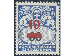 Germany Danzig. Postage due Michel 41 ★★ , 1932 New value overprint 10 on 60 pf dark …