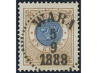 Sweden. Facit 49a used, 1 Krona orange-brown/blue. Superb cancellation WARA 5.9.1888. …