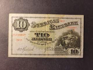Sverige. 10 kronor 1917, 1/1+