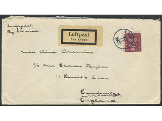 Sweden. Facit 163 cover , 60 öre on air mail cover sent from LUND 25.11.1927 to Great …