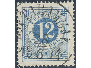 Sweden. Facit 21m used , 12 öre blue. EXCELLENT cancellation LOFTAHAMMAR 28.6.1874.