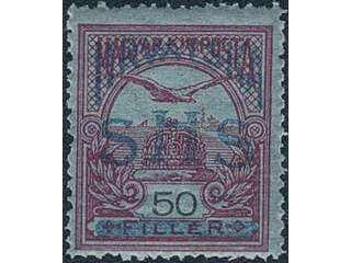 Yugoslavia. Michel 56K ★★, 1919 SHS overprint on 50 h lilac-red on blue with pale blue …