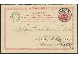 Sweden. Postal stationery, double postcard Facit bKd13 , Response card 10 öre sent from …