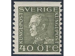 Sweden. Facit 190b ★★, 40 öre olive-green type II vertical perf 9¾ on white paper (A3). …