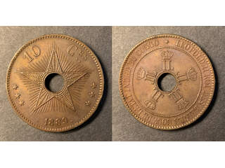 Belgiska Kongo Leopold II (1865-1908) 10 centimes 1889, XF