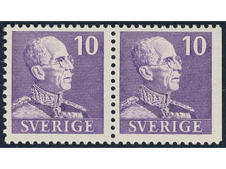 Sweden. Facit 269CB ★★, 1939 Gustaf V small numerals 10 öre violet, pair 4+3. SEK 1100