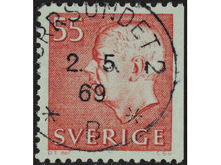 Sweden. Facit 433B used , 1969 Gustaf VI Adolf, type 3 55 öre red. EXCELLENT …