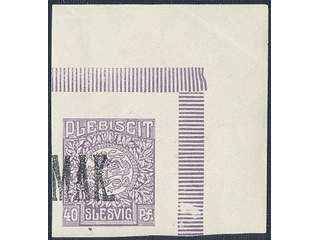 Denmark Schleswig. Facit 9 or Scott 9 ★★ , 1920 Lion and Landscape 40 pf violet imperf …