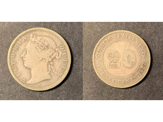 Straits Settlements Queen Victoria (1837-1901) 20 cents 1882 H, VF